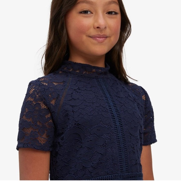BARDOT JUNIOR ! Girls Mila Mini Lace Dress In Navy (8) - Picture 4 of 8